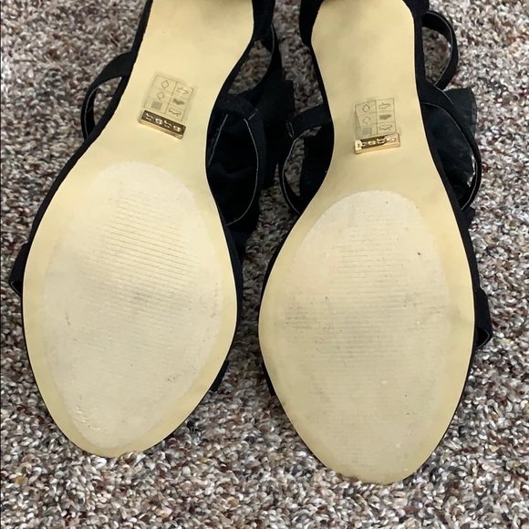 Bebe Gladyssa Black Chiffon Heels, sz 10 - Picture 5 of 8